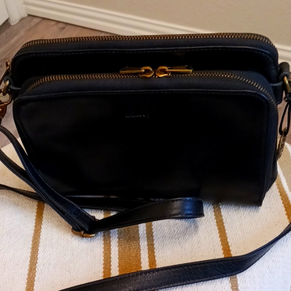 NWT Travel/Functional Black Leather Crossbody